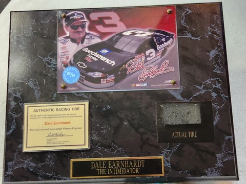#3 DALE EARNHARDT SR Nascar AUTHENTIC RACING TIRE "THE INTIMIDATOR" PLAQUE Card Cover