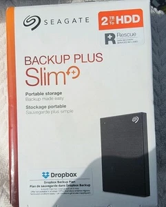 Seagate STHN2000400 Backup Plus Slim USB 3.0 2TB External Hard Drive - Black - Afbeelding 1 van 2
