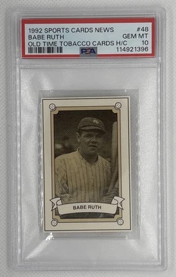 1992 Sports Cards News Babe Ruth #48 Old Time Tobacco Cards H/C PSA 10 Gem Mint - Image 1 of 2