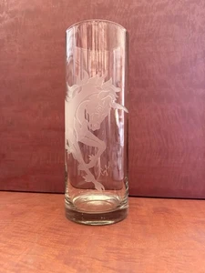 Perry Coyle Art Glass 11’ Etched Unicorn - Picture 1 of 2