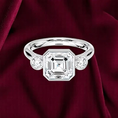 950 Platinum 2.30 Ct Asscher Cut IGI GIA Lab Grown Diamond Wedding Ring Size 5 - Image 1 of 4