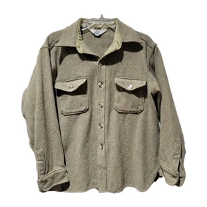 VTG Woolrich Shirt Jacket Men's XL Beige Twill Mackinaw Shacket Jacket USA - Picture 1 of 10