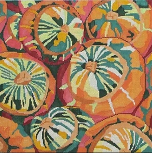 Needlepoint Handpainted Jean Smith Farmers Market Squash 14x14 - Picture 1 of 4