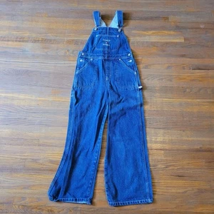 Vtg Y2K 90s Tommy Hilfiger Overalls Kids M 25” Inseam Carpenter Denim Bibs Jeans - Picture 1 of 9