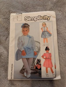 Vintage Simplicity 7298 Sewing Pattern Girls Dress Jacket Pattern Size 5 Uncut - Picture 1 of 2
