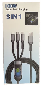 100W 3 in 1 Super Charging TypeC/Micro USB Fast Charger - Picture 1 of 4
