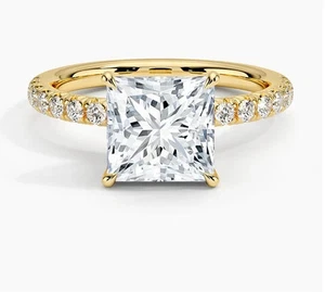 5 CT Princess Lab Grown CVD Diamond Gold Plated Ring For Love SOILD 925 Sterling - Picture 1 of 5