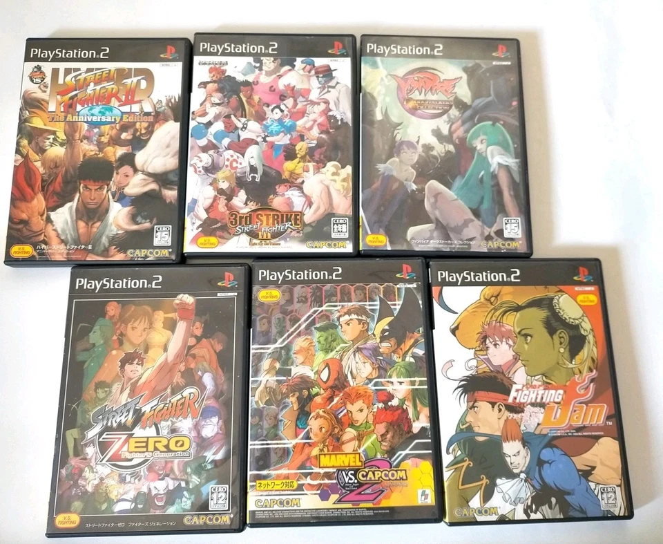 Lot 6 PS2 Street Fighter 2 3 Zero Marvel vs Capcom Vampire Darkstalker Japan - Image 1 of 4