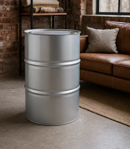 Spundfass/Metallfass/Stahlfass/Ölfass 200 L, blank m. Klarlack, nicht rostend - Bild 1 von 2