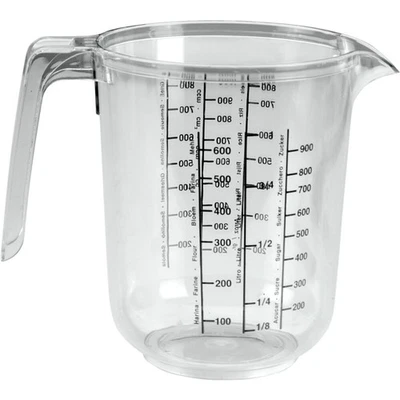 Metaltex Caraffa Graduata Cucina 1 L Plastica Trasparente Con Literskala - Immagine 1 di 2