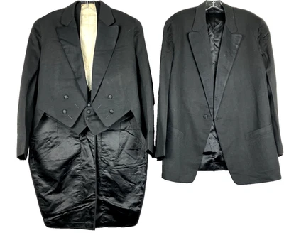 Rare 38 Wanamaker Matching 1910 Tails Vest Jacket Edwardian 3 Pc Tux Wedding - Image 1 of 4