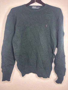 Vintage Polo Ralph Lauren Sweater 100% Wool Dark Green Pullover Mens Small - Picture 1 of 4