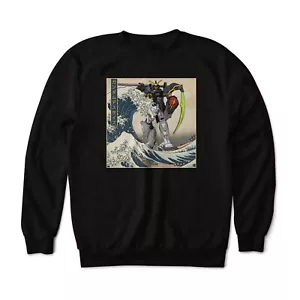 Great Wave Off Kanagawa Gundam Deathscythe Anime Graphic Sweatshirt - Picture 1 of 2