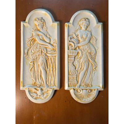 Placas de pared de porcelana griega de fuego y agua Foto 1 de 4