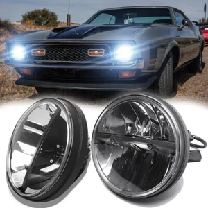For Ford 1965-1973 Mustang Bronco Pair 7''inch Round LED Headlights Hi/Lo Beam - Picture 1 of 12
