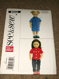Butterick 5552 Puppenkleidung Muster 18" EINFACH Sehen & Nähen Kleid Oberteil Hose UNGESCHNITTEN - Bild 1 von 2