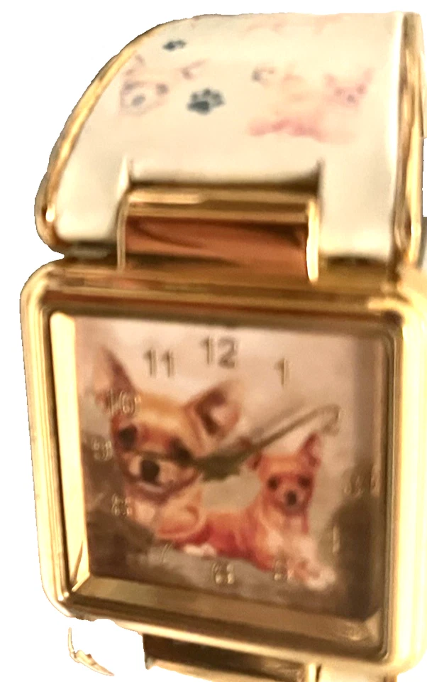Reloj Chihuahua tono dorado Dog Lover’s ¡ME ENCANTA MI CHIHUAHUA! Cuarzo de precisión BGE Foto 1 de 4