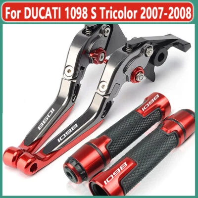 For DUCATI 1098 S Tricolor 2Pcs Ajustable Brake Clutch Levers Hand Grips sets - Imagem 1 de 4