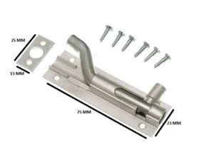 Door Bolt Barrel Offset Cranked 75MM 3 Inch Aluminium With Screws Pack 50 - Picture 1 of 1
