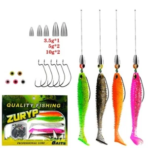 Carolina Rig Texas Rig Set mit Gummifischen Offsethaken Blei Angelköder Zubehör - Bild 1 von 4