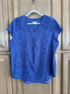 CROFT & BARROW Womens Blue Blouse Top ~ Size XL ~ Cap Sleeve - Picture 1 of 11