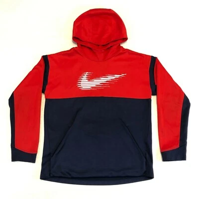 Nike Dri-Fit Pullover Sudadera con Capucha Azul Marino Rojo Bloques de Color Juvenil Talla L Foto 1 de 4