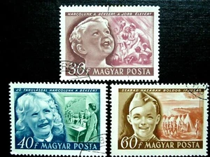 Ungarn, 1950 Kindertag, Scott 896 // 900, kurzer Satz, 3 Briefmarken, gebraucht - Bild 1 von 3