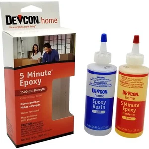 Devcon Fast Set 5 minuti colla adesiva epossidica trasparente incolore 1500 psi 8,5 fl oz - Foto 1 di 1