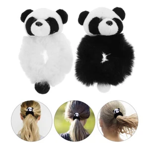2 Pcs Panda Hair Rope 's Animal Bands Fluffy Scrunchies for Girls - Picture 1 of 12