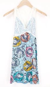 DESIGUAL Nightdress Womens Dress S Blue Slip Laced Pattern Lightweight Sleeveles - Picture 1 of 10