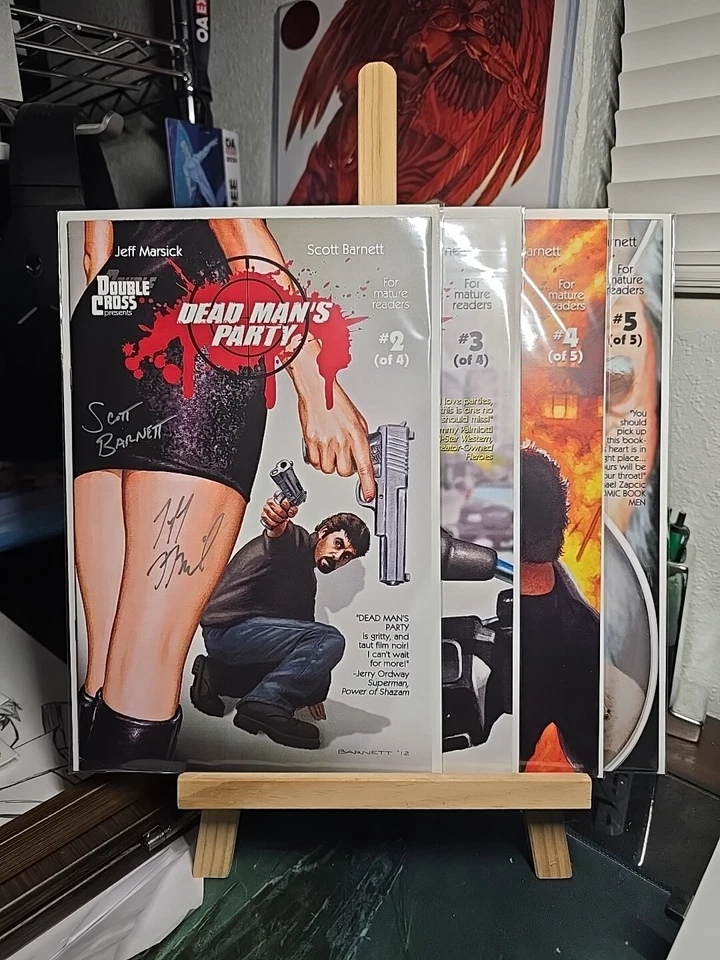 DOUBLE CROSS COMICS DEAD MAN'S PARTY 2,3,4,5 SIGNED JEFF MARSICK SCOTT BARNET . - Image 1 of 4