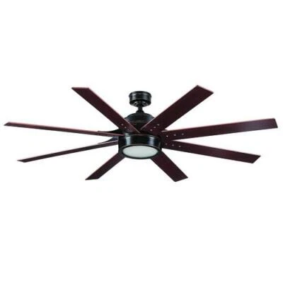 62" Large Room Oil Rubbed Bronze Indoor LED Ceiling Fan Light Frosted Bowl Lamp - Image 1 of 4