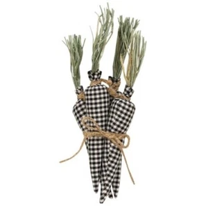 Black & White Gingham Carrots SET Of 4 - Picture 1 of 1