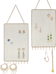 2 Pack Earring Holder Wall Mounted Hanging Jewelry Organizer Display Decorative  - Picture 1 of 9