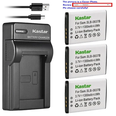 Carregador USB fino Kastar bateria para Samsung SLB-0837B Digimax L201 Digimax L301 - Imagem 1 de 4