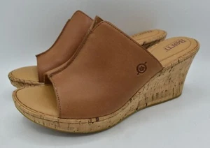 Born Womens Size 10 Arie Brown Full Grain Leather Platform Wedge Sandals Shoes - Picture 1 of 12