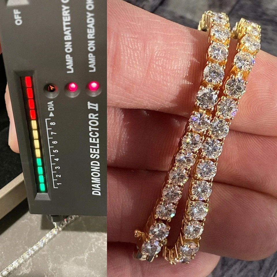 7.84 TCW Round Cut D VVS1 Moissanite Pulsera de Tenis en Oro Amarillo de 14K Chapado Foto 1 de 4