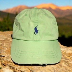 Recent! Polo Ralph Lauren Neon Bright Green Royal Blue Strapback Dad Hat Cap - Picture 1 of 12