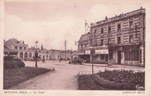 Carte postale ancienne postcard MOULINS la gare écrite - Imagen 1 de 1