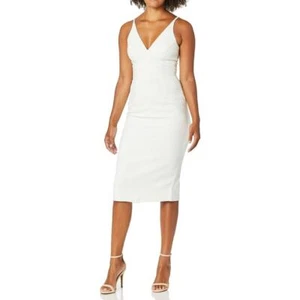 Dress the Population Damen Lyla Ärmellos Midi Etuikleid Off White Large - Bild 1 von 10