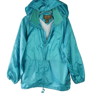 VTG Eddie Bauer Men's Size S Green Windbreaker Zip Packable Jacket Hood Nylon - Picture 1 of 17