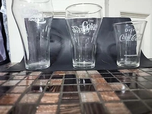 Set of 3 Vintage(Enjoy) Coca-Cola Bell Glass 6", 5",& 4" (Drink) W/syrup Line - Picture 1 of 7