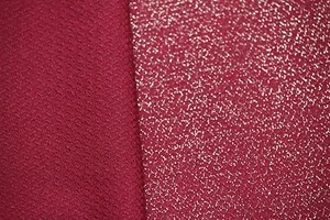 Red and Gold Wool-Blend Italian Crepe with Subtle Diamond Pattern - WHOLE PIECE - Picture 1 of 8