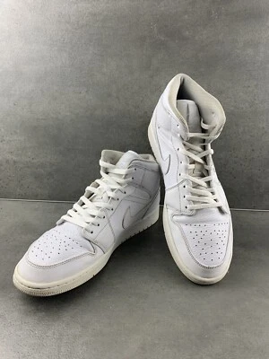 尺码 11.5 耐克 AIR JORDAN 1 Mid Triple 白色,554724-109,(2018) — 第 1/4 张图片