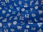 Vintage tkanina niebieska żeglarska 3,5 yds
