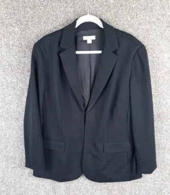 Jaqueta Blazer Coldwater Creek Feminina 20 Malha Preta Dois Fechos Carreira Preppy - Imagem 1 de 4