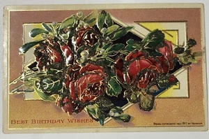 Vintage Best Birthday Wishes Embossed Postcard Divided Back Germany Heymann - Picture 1 of 6