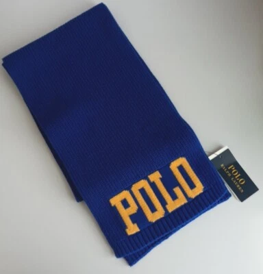 Polo Ralph Lauren Niños 8 - 20 Bufanda Azul Amarillo 100% ALGODÓN 157 CM Nuevo Auténtico - Imagen 1 de 4