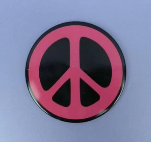Original Giant Size c1960s Peace Symbol Tin Pin Badge - Pink - Picture 1 of 1