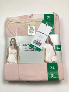 Lucky Brand Women's 3-Piece Sleep Set, Tee, Tank & Short, Potpourri Pink, XL - Picture 1 of 8